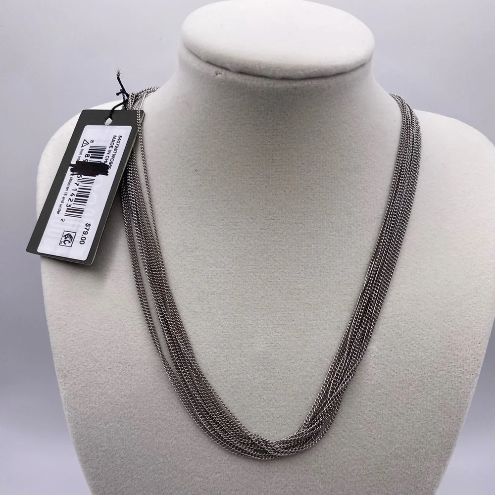 ALLSAINTS Carabiner Multi Chain Collar Necklace, 15" NWT - Picture 7 of 8